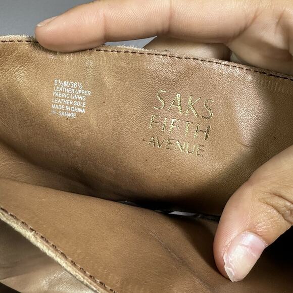 Saks Fifth Avenue Leather Knee High Boots Womens Sz 6.5 Brown Equestrian Sammie - Picture 6 of 9